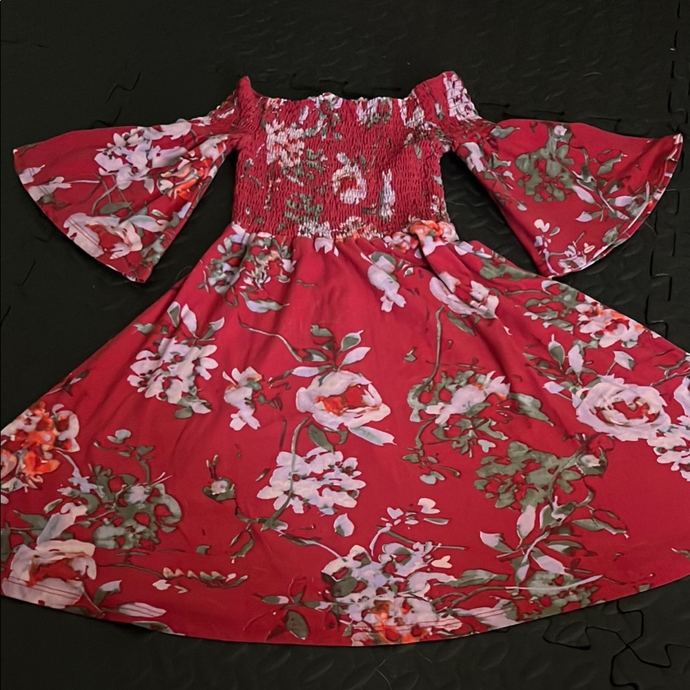 1st Kiss Red Ruffled Smocked Sundress